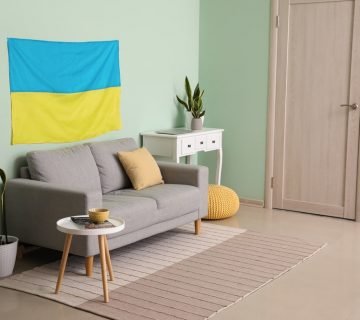 Een vlag als decoratie in het interieur